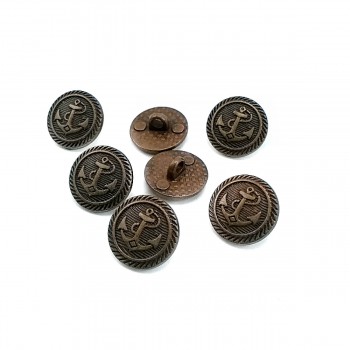 15 mm - 24 L Ship Anchor Logo Metal Shank Button E 1930