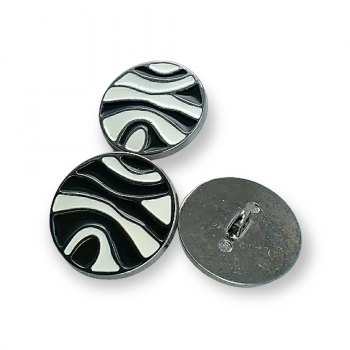 28 mm 44 L Enameled Line Pattern Shank Button For Clothes Metal B 83