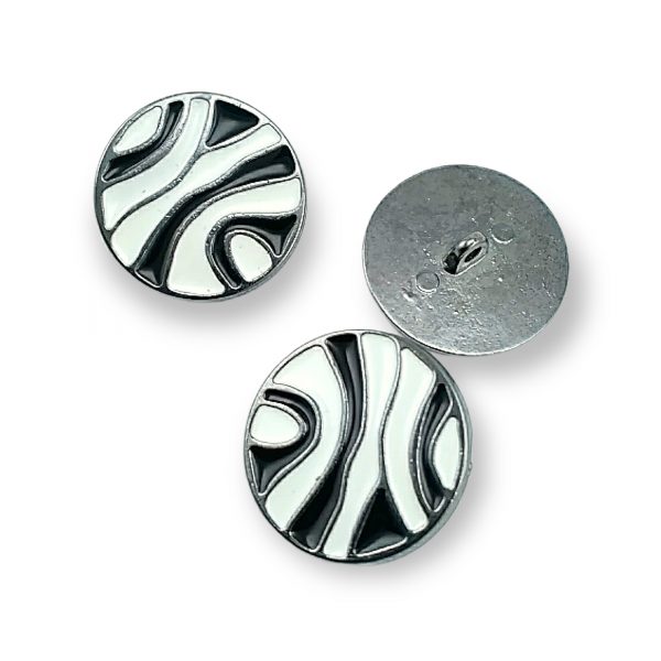 28 mm 44 L Enameled Line Pattern Shank Button For Clothes Metal B 83