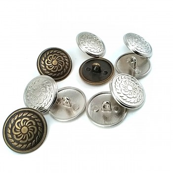 Patterned Metal Foot Button 20 mm - 34 size E 111