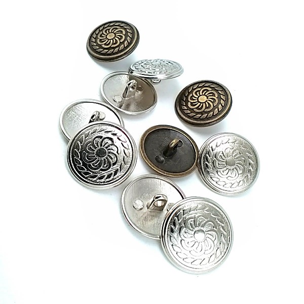 Patterned Metal Foot Button 20 mm - 34 size E 111