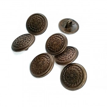 15 mm Flower Patterned Metal Shank Button E 112