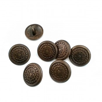 15 mm Flower Patterned Metal Shank Button E 112