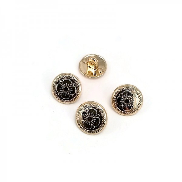 15 mm - 24 L Daisy Pattern Metal Shank Button E 114