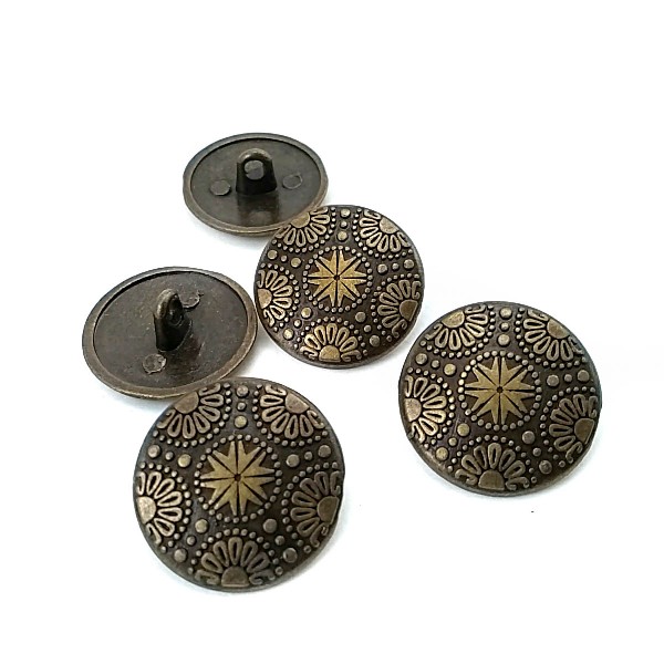 20 mm - 32 L Motif Patterned Metal Shank Button E 115