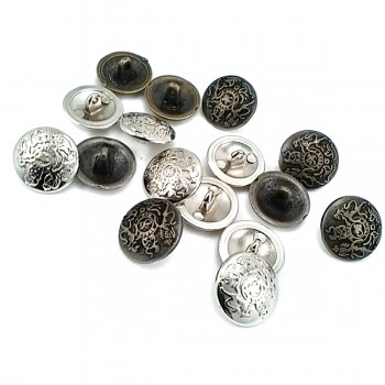 19 mm - 30 size Patterned Button with Metal Leg E 1158