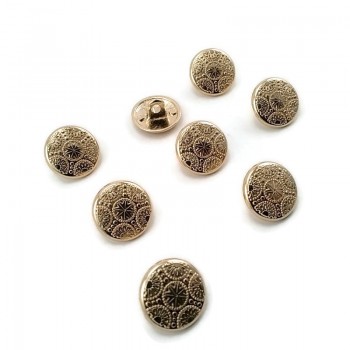 15 mm - 24 L Gold Plated Blazer Jacket Button Cufflinks Set of 8 Motif Patterned E 116 SET8