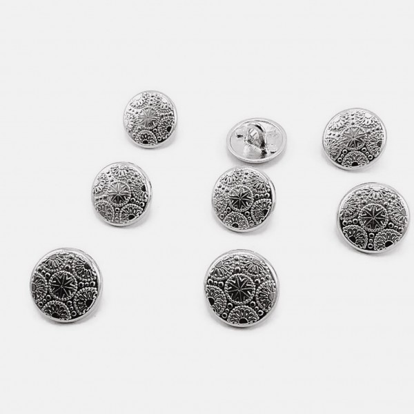 15 mm - 24 L Blazer Jacket Button Cufflinks (Set of 8) Shield Patterned E 966 SET8