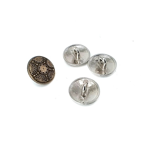 15 mm - 24 L Metal Cufflinks Shank Button Motif Patterned E 116