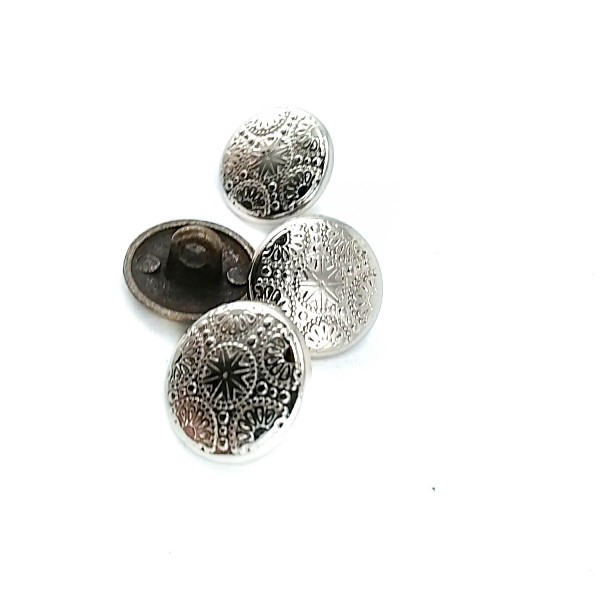 15 mm - 24 L Metal Cufflinks Shank Button Motif Patterned E 116