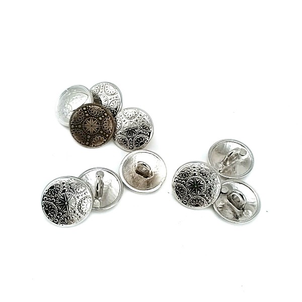 15 mm - 24 L Metal Cufflinks Shank Button Motif Patterned E 116