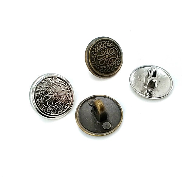 Patterned Metal Foot Button 15 mm - 24 size E 122