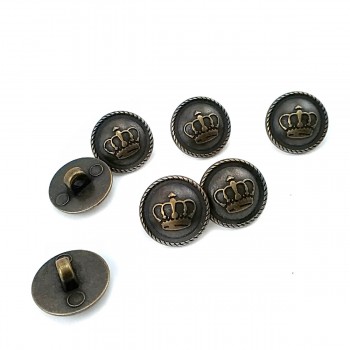 14.7 mm - 24 size Crown Logo Footed Metal Button E 1557