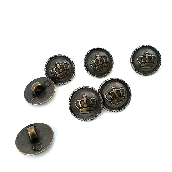 14.7 mm - 24 size Crown Logo Footed Metal Button E 1557