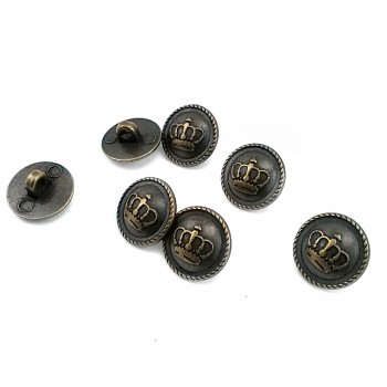 14.7 mm - 24 size Crown Logo Footed Metal Button E 1557