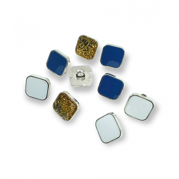 11.6 mm 18 L Enamel Blouse and Shirt Button Square Shape E 1664