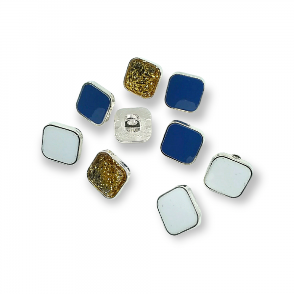 11.6 mm 18 L Enamel Blouse and Shirt Button Square Shape E 1664