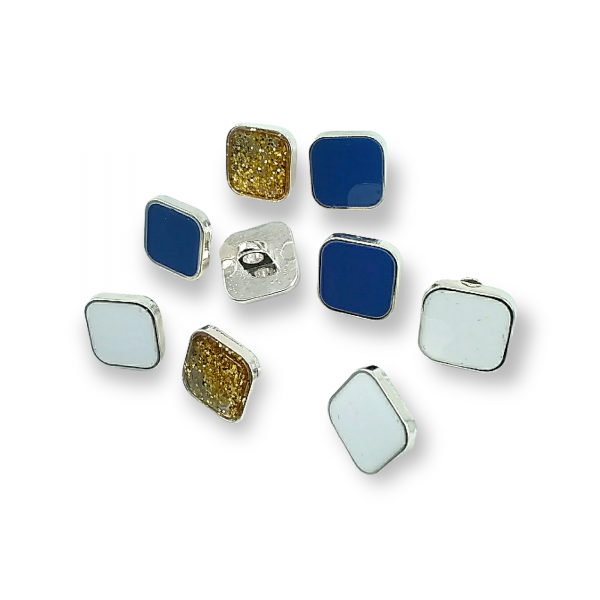 11.6 mm 18 L Enamel Blouse and Shirt Button Square Shape E 1664