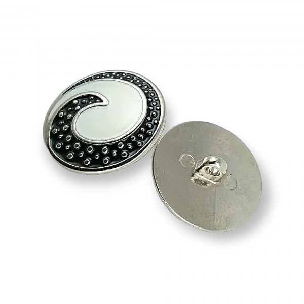 25 mm - 40 L  Enamel Shank Button Swirl Pattern Jacket and Coat Button E 1678