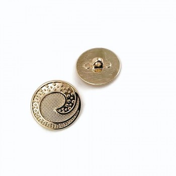 22 mm - 34 boy Gold Kaplama Kulplu Düğme Dalga Desenli Ceket Düğmesi E 1679 G