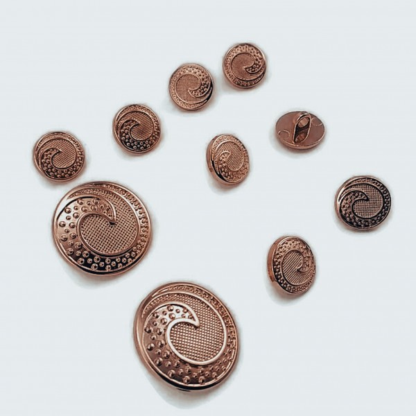 Trench Coat and Jacket Button Set of 10 Wave Patterned E 1679 SET28