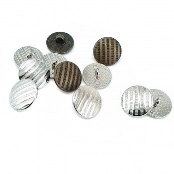 17 mm - 28 L Striped Metal Shank Button E 1688