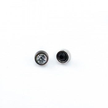 8 mm - 12 boy Taşlı metal düğme  E 1743