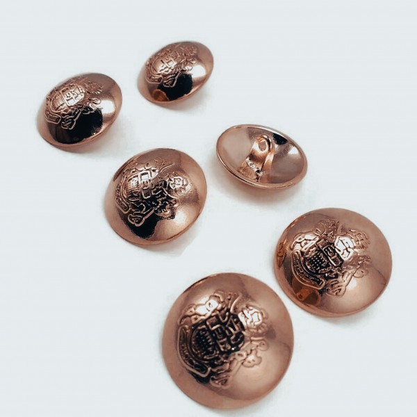 23 mm - 36 L Rose Gold and Gold Emblem 6 Blazer Jacket Button Set E 1874 SET6