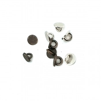 Metal Striped Footed Button 8 mm - 12 size E 1882