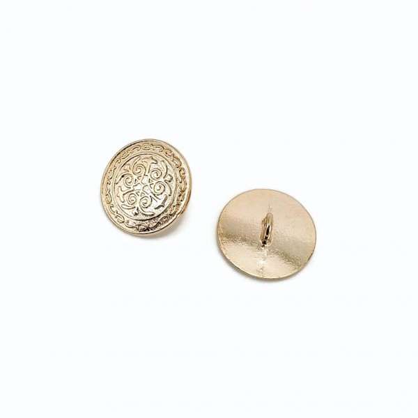15 mm - 24 L Gold Plated Patterned Cufflinks - Blouse Button E 19 G