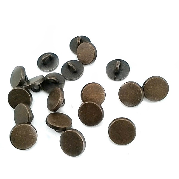 10 mm - 16 L Flat Coin Shape Metal Shank Button E 1987