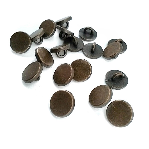 10 mm - 16 L Flat Coin Shape Metal Shank Button E 1987