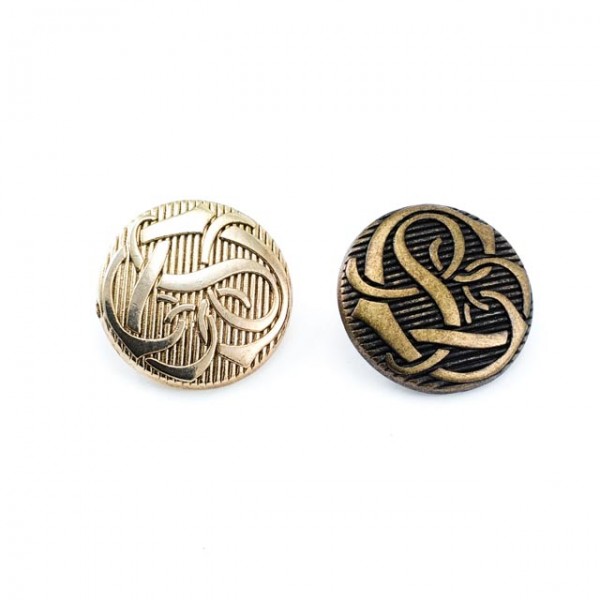 20 mm - 32 L Patterned Jacket Shank Metal Button E 210