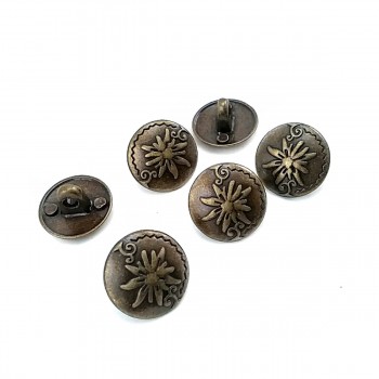 15 mm - 24 L Metal Blazer Cufflink Flower Patterned E 331