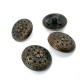 28 mm - 44 L Stone and Flower Patterned Metal Shank Button  E 398