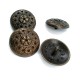 28 mm - 44 L Stone and Flower Patterned Metal Shank Button  E 398