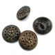 28 mm - 44 L Stone and Flower Patterned Metal Shank Button  E 398