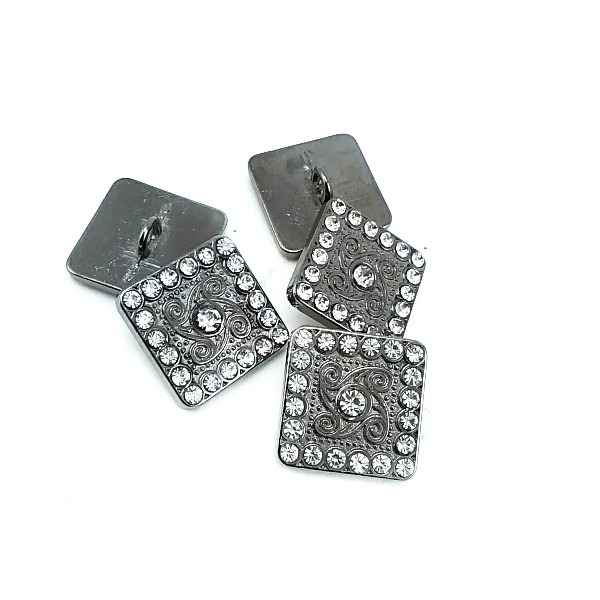 19 x 19 mm Rhinestone Buttons - Square Button E 418