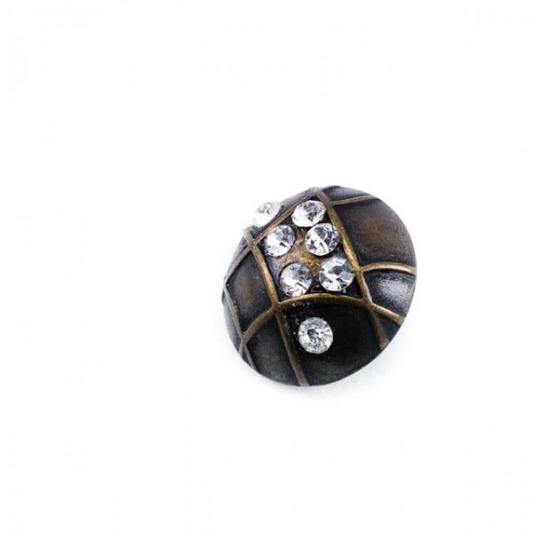 Stone and Striped Metal Footed Button 15 mm - 24 size E 706