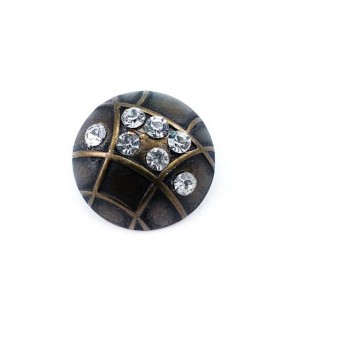 Stone and Striped Metal Footed Button 15 mm - 24 size E 706