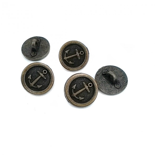 Çapa Desenli Metal düğme 17 mm - 27 boy E 910 Çapa Desenli Metal düğme 17 mm - 27 boy E 910