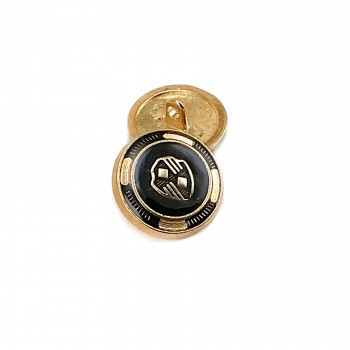 21 mm - 32 boy Siyah Mineli Kalkan Desenli Blazer Ceket Düğmesi E 965 V2