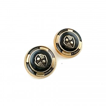 21 mm - 32 L Black Enamel Shield Pattern Blazer Jacket Button E 965 V2