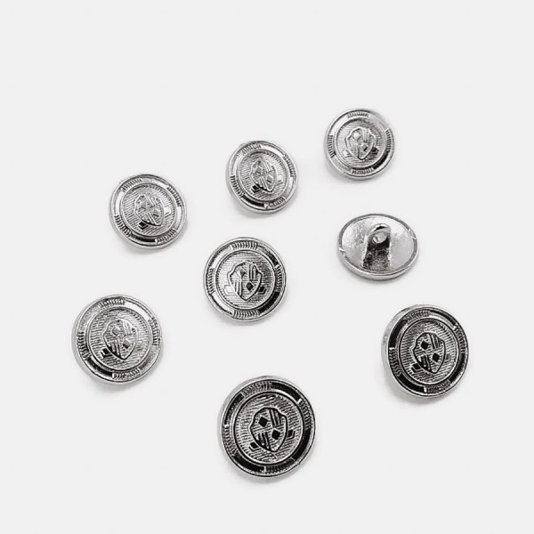 15 mm - 24 L Blazer Jacket Button Cufflinks (Set of 8) Shield Patterned E 966 SET8