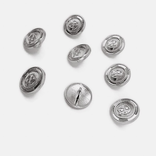 15 mm - 24 L Blazer Jacket Button Cufflinks (Set of 8) Shield Patterned E 966 SET8