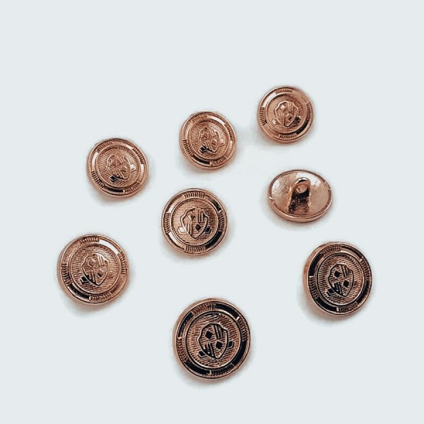 15 mm - 24 L Blazer Jacket Button Cufflinks (Set of 8) Shield Patterned E 966 SET8