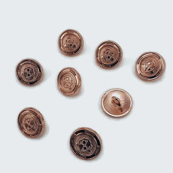 15 mm - 24 L Blazer Jacket Button Cufflinks (Set of 8) Shield Patterned E 966 SET8