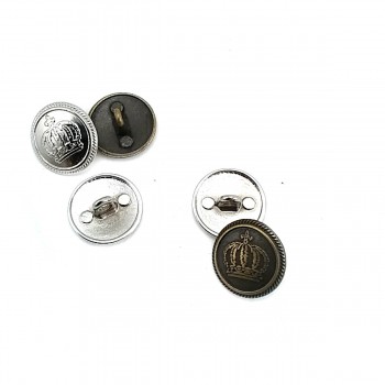 17 mm - 28 L Crown and Edges with Lines Printed Shank Button E 980