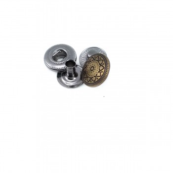 12 mm - 18 size Heart patterned metal snap button E 1180