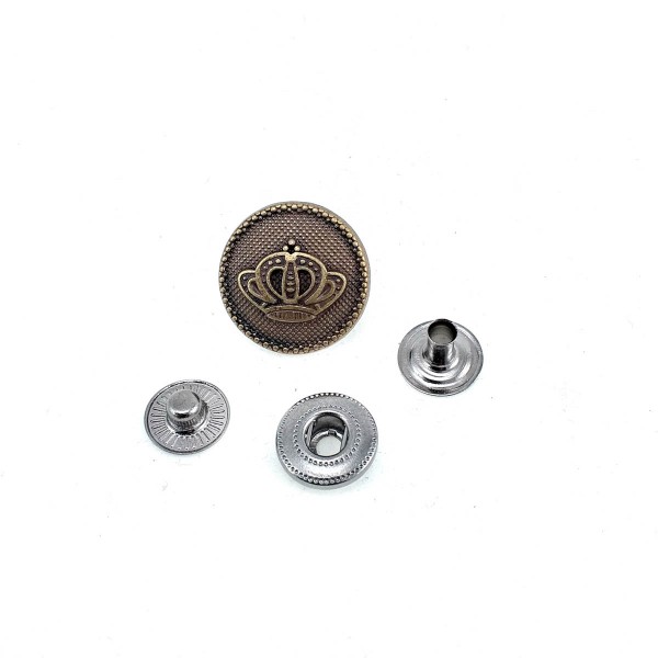 18 mm - 29 L Crown Logo Zamak Snap Button E 1466 V1